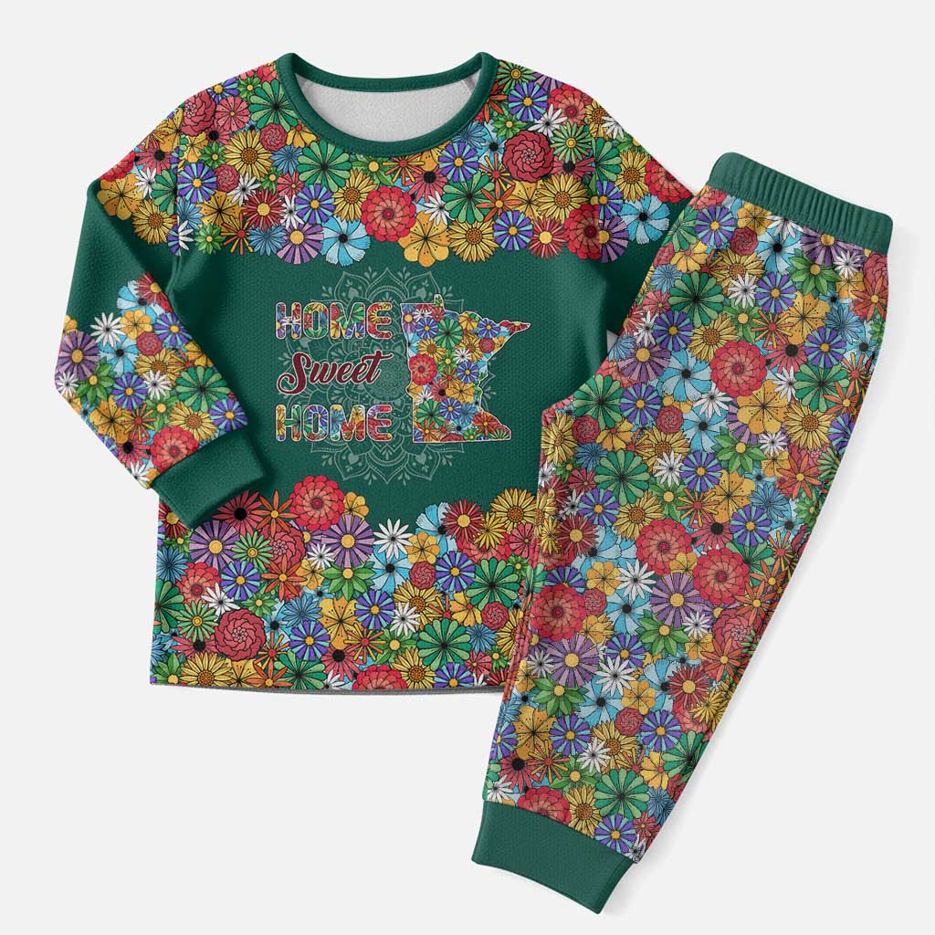 Home Sweet Home Minnesota Flower Xmas Christmas Pajama Set Xmas Holiday Patterns - Wonder Print Shop