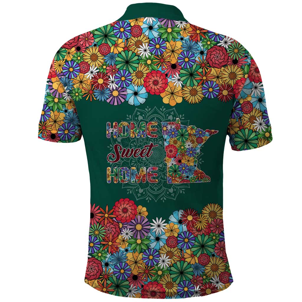 Home Sweet Home Minnesota Flower Xmas Christmas Polo Shirt Xmas Holiday Patterns - Wonder Print Shop