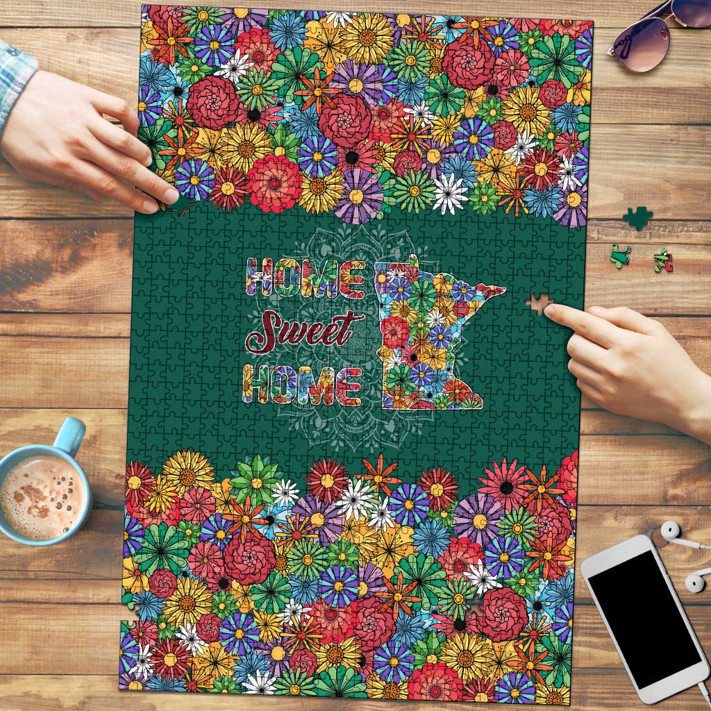 Home Sweet Home Minnesota Flower Xmas Christmas Puzzle Xmas Holiday Patterns - Wonder Print Shop