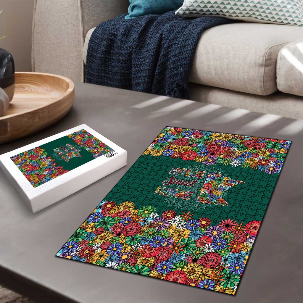 Home Sweet Home Minnesota Flower Xmas Christmas Puzzle Xmas Holiday Patterns - Wonder Print Shop