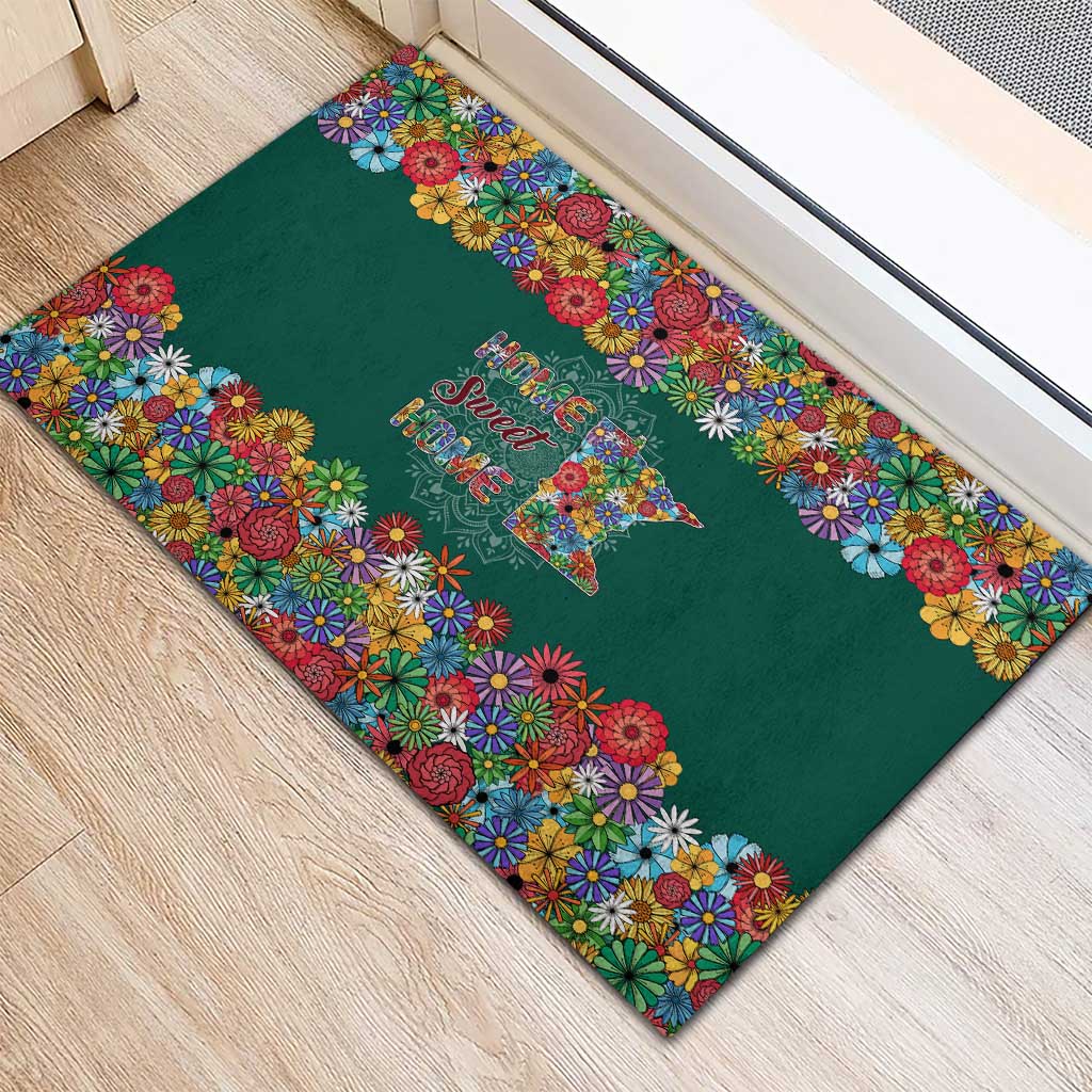 Home Sweet Home Minnesota Flower Xmas Christmas Rubber Doormat Xmas Holiday Patterns - Wonder Print Shop