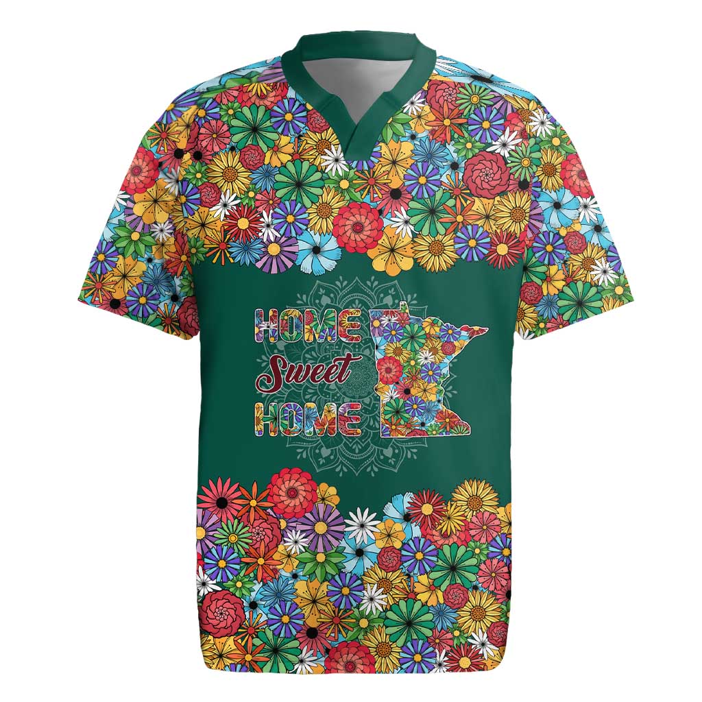 Home Sweet Home Minnesota Flower Xmas Christmas Rugby Jersey Xmas Holiday Patterns - Wonder Print Shop