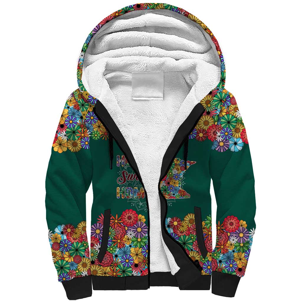 Home Sweet Home Minnesota Flower Xmas Christmas Sherpa Hoodie Xmas Holiday Patterns - Wonder Print Shop