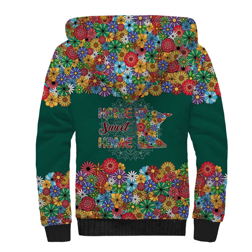 Home Sweet Home Minnesota Flower Xmas Christmas Sherpa Hoodie Xmas Holiday Patterns - Wonder Print Shop
