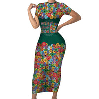 Home Sweet Home Minnesota Flower Xmas Christmas Short Sleeve Bodycon Dress Xmas Holiday Patterns - Wonder Print Shop