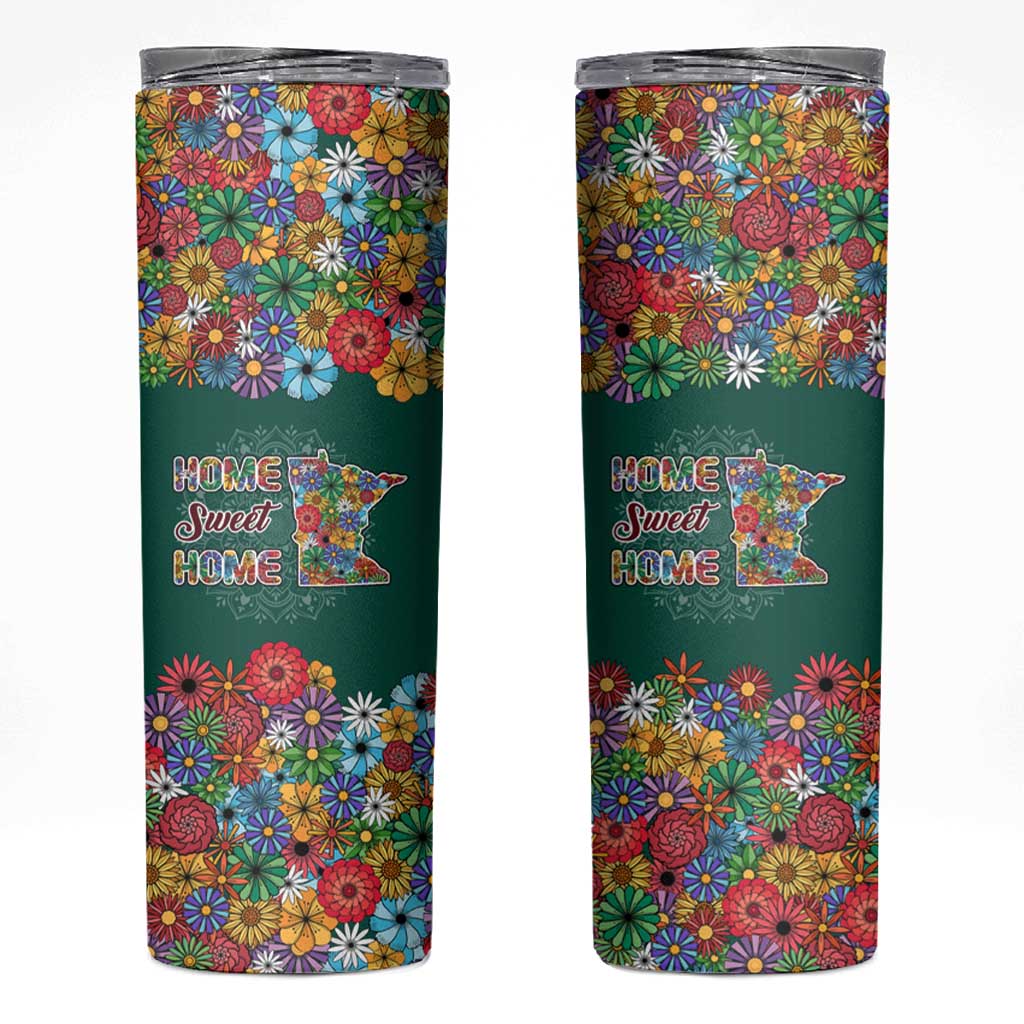 Home Sweet Home Minnesota Flower Xmas Christmas Skinny Tumbler Xmas Holiday Patterns - Wonder Print Shop