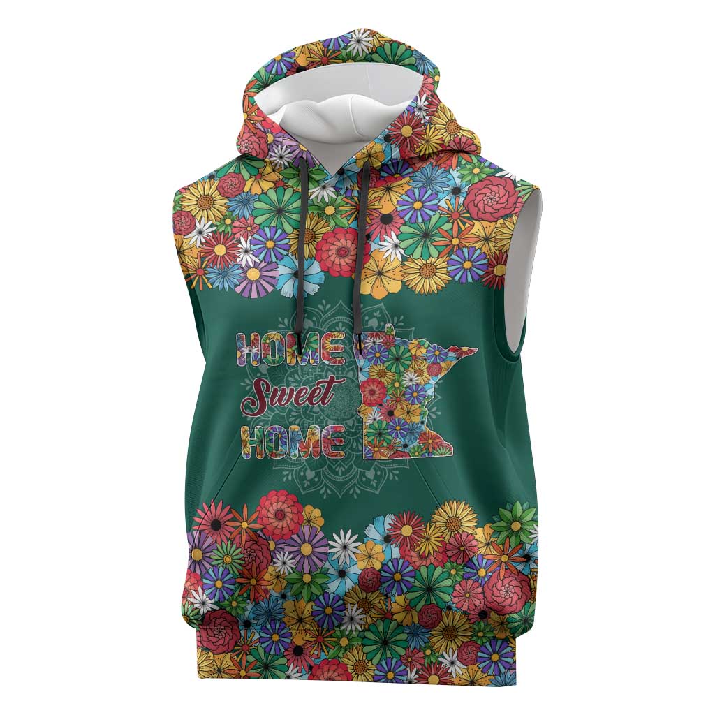 Home Sweet Home Minnesota Flower Xmas Christmas Sleeveless Hoodie Xmas Holiday Patterns - Wonder Print Shop