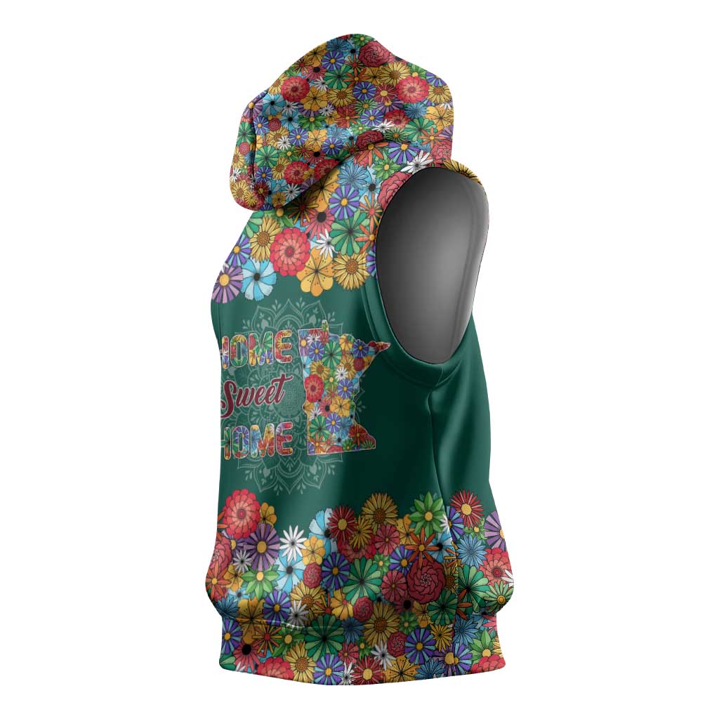 Home Sweet Home Minnesota Flower Xmas Christmas Sleeveless Hoodie Xmas Holiday Patterns - Wonder Print Shop