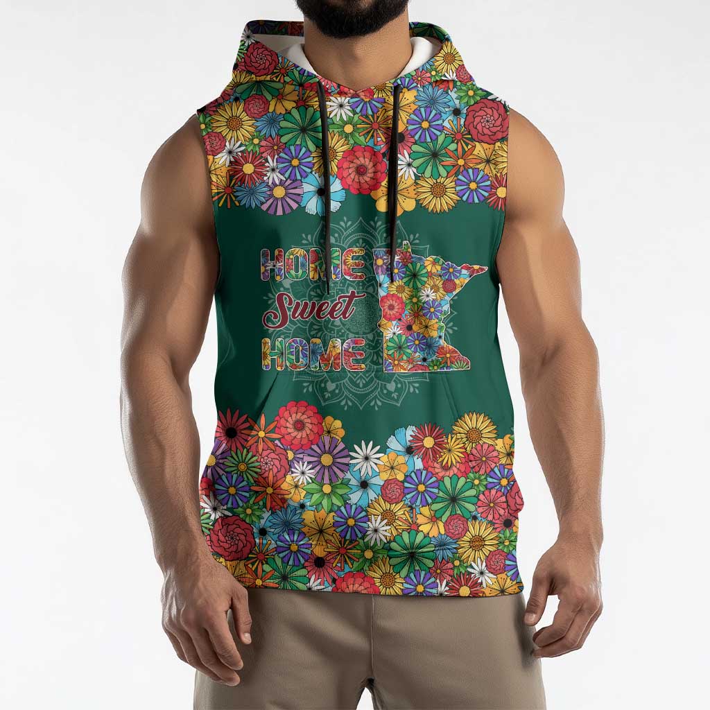 Home Sweet Home Minnesota Flower Xmas Christmas Sleeveless Hoodie Xmas Holiday Patterns - Wonder Print Shop