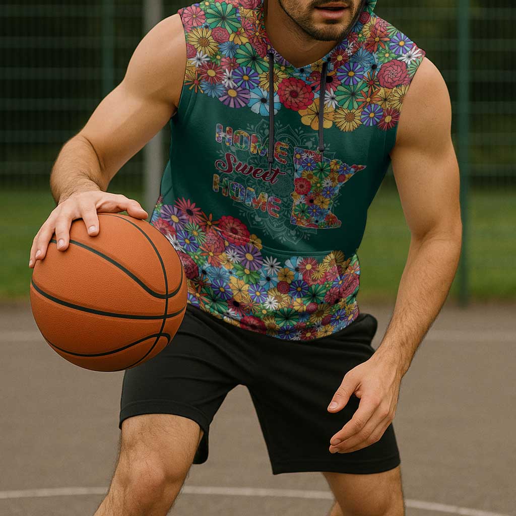 Home Sweet Home Minnesota Flower Xmas Christmas Sleeveless Hoodie Xmas Holiday Patterns - Wonder Print Shop