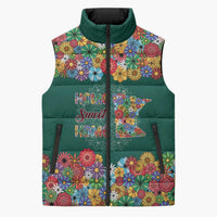 Home Sweet Home Minnesota Flower Xmas Christmas Sleeveless Puffer Jacket Xmas Holiday Patterns - Wonder Print Shop