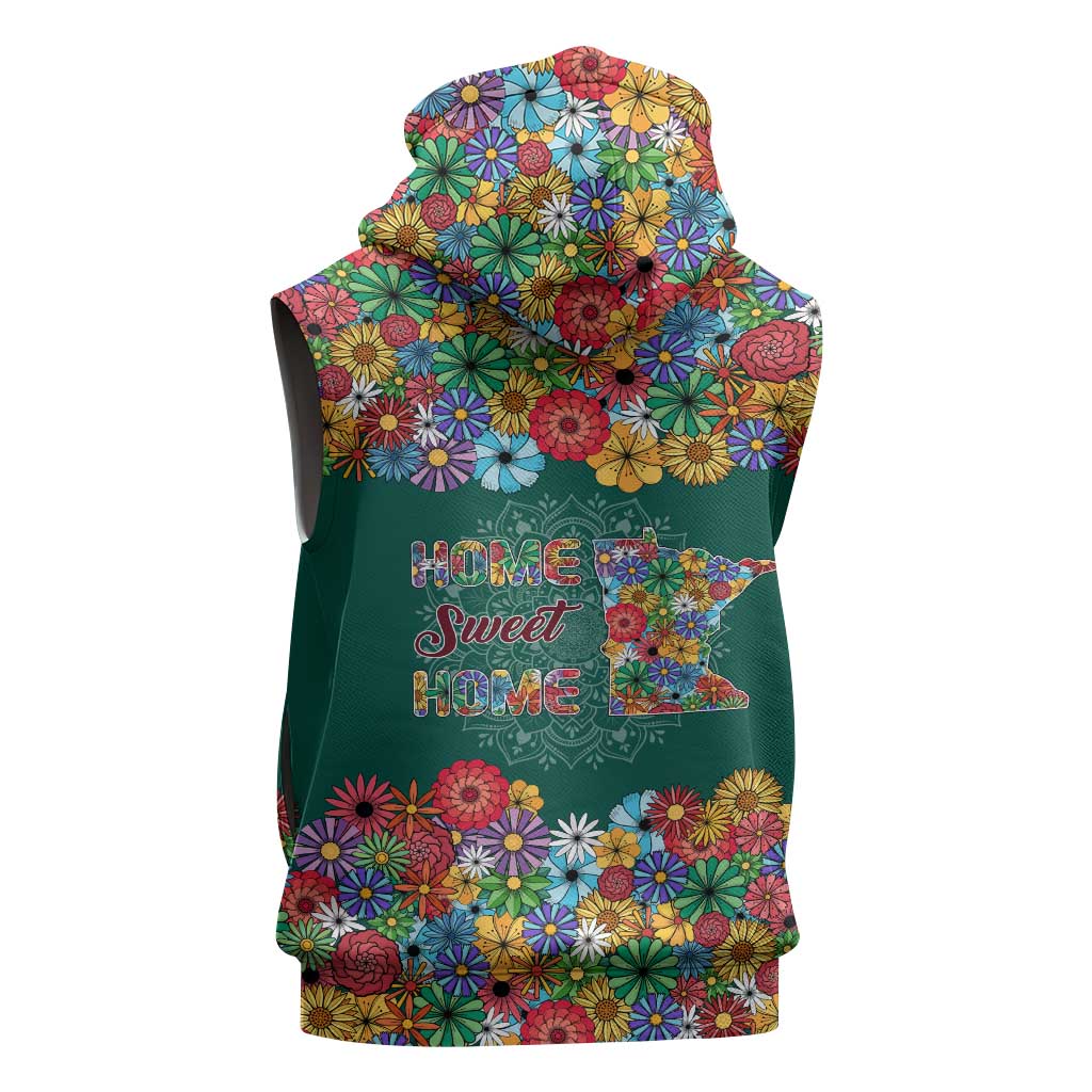 Home Sweet Home Minnesota Flower Xmas Christmas Sleeveless Zip Hoodie Xmas Holiday Patterns - Wonder Print Shop