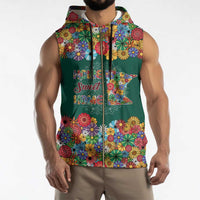 Home Sweet Home Minnesota Flower Xmas Christmas Sleeveless Zip Hoodie Xmas Holiday Patterns - Wonder Print Shop