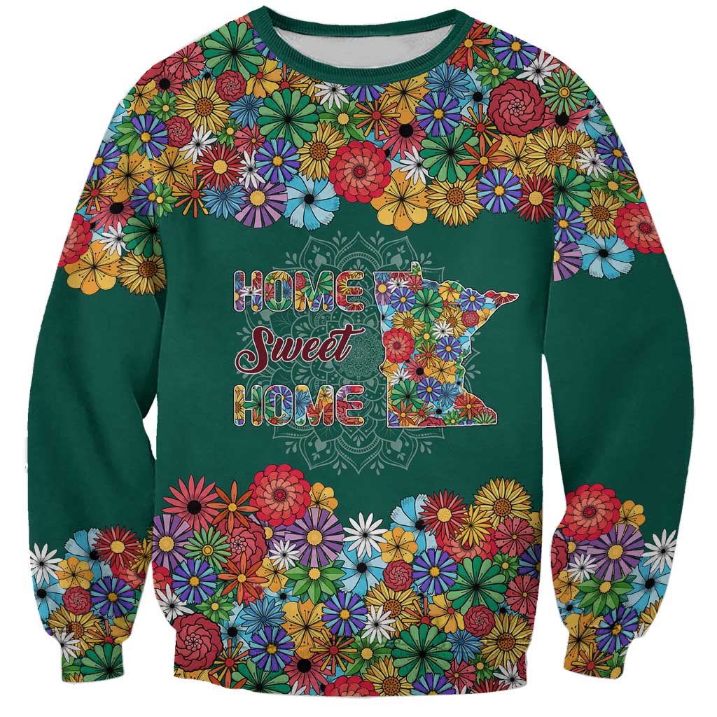Home Sweet Home Minnesota Flower Xmas Christmas Sweatshirt Xmas Holiday Patterns - Wonder Print Shop