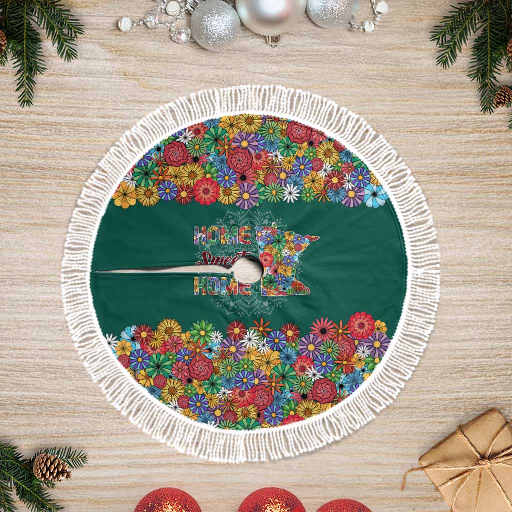 Home Sweet Home Minnesota Flower Xmas Christmas Tree Skirt Xmas Holiday Patterns - Wonder Print Shop