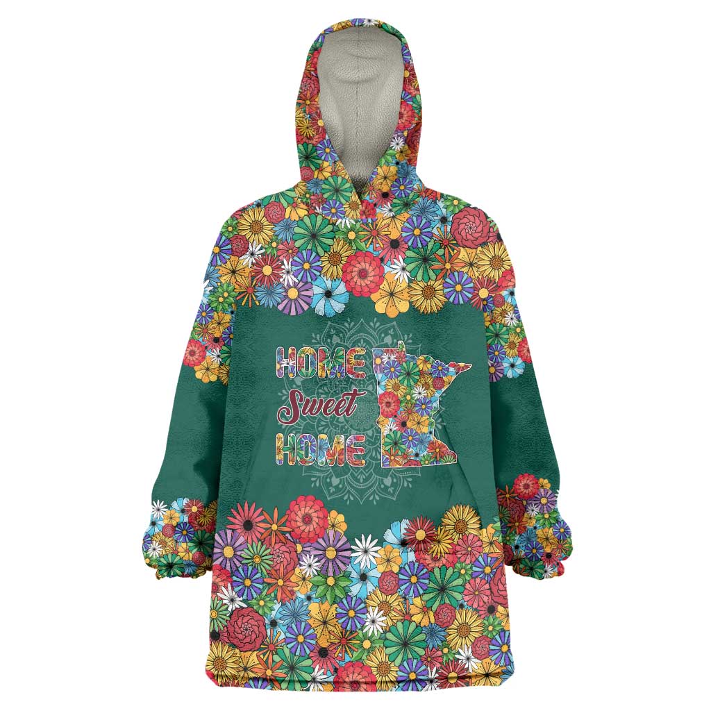 Home Sweet Home Minnesota Flower Xmas Christmas Wearable Blanket Hoodie Xmas Holiday Patterns - Wonder Print Shop