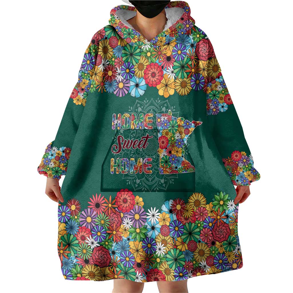 Home Sweet Home Minnesota Flower Xmas Christmas Wearable Blanket Hoodie Xmas Holiday Patterns - Wonder Print Shop