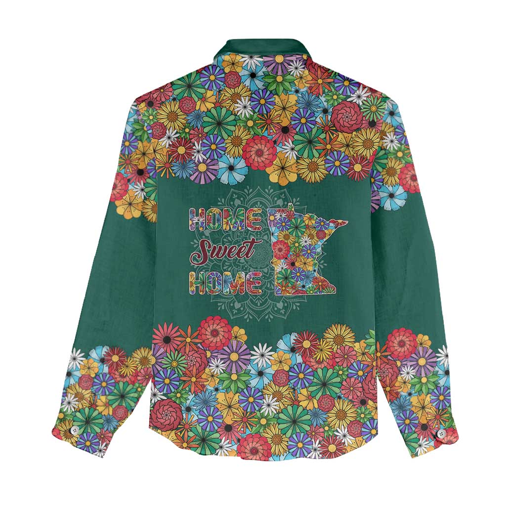 Home Sweet Home Minnesota Flower Xmas Christmas Women Casual Shirt Xmas Holiday Patterns - Wonder Print Shop