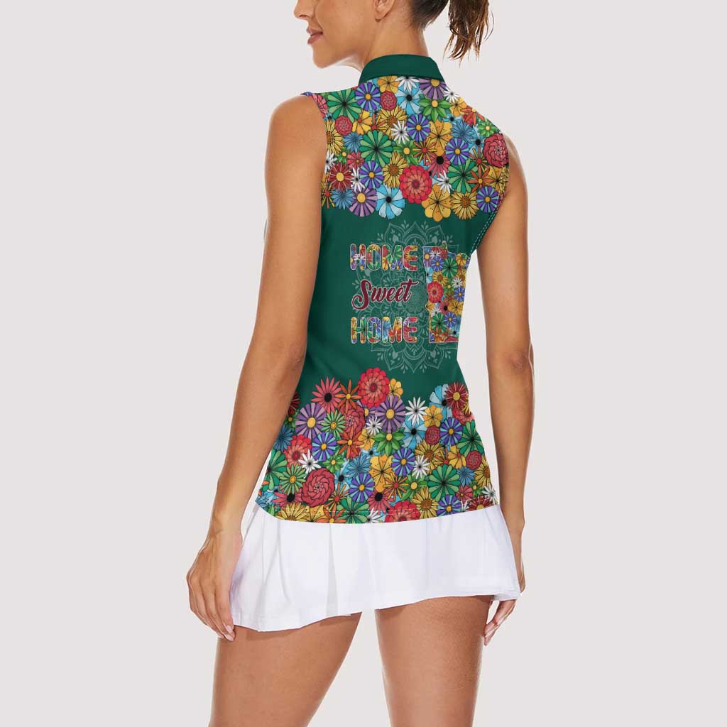 Home Sweet Home Minnesota Flower Xmas Christmas Women Sleeveless Polo Shirt Xmas Holiday Patterns - Wonder Print Shop