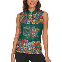 Home Sweet Home Minnesota Flower Xmas Christmas Women Sleeveless Polo Shirt Xmas Holiday Patterns - Wonder Print Shop