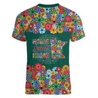 Home Sweet Home Minnesota Flower Xmas Christmas Women V-Neck T-Shirt Xmas Holiday Patterns - Wonder Print Shop