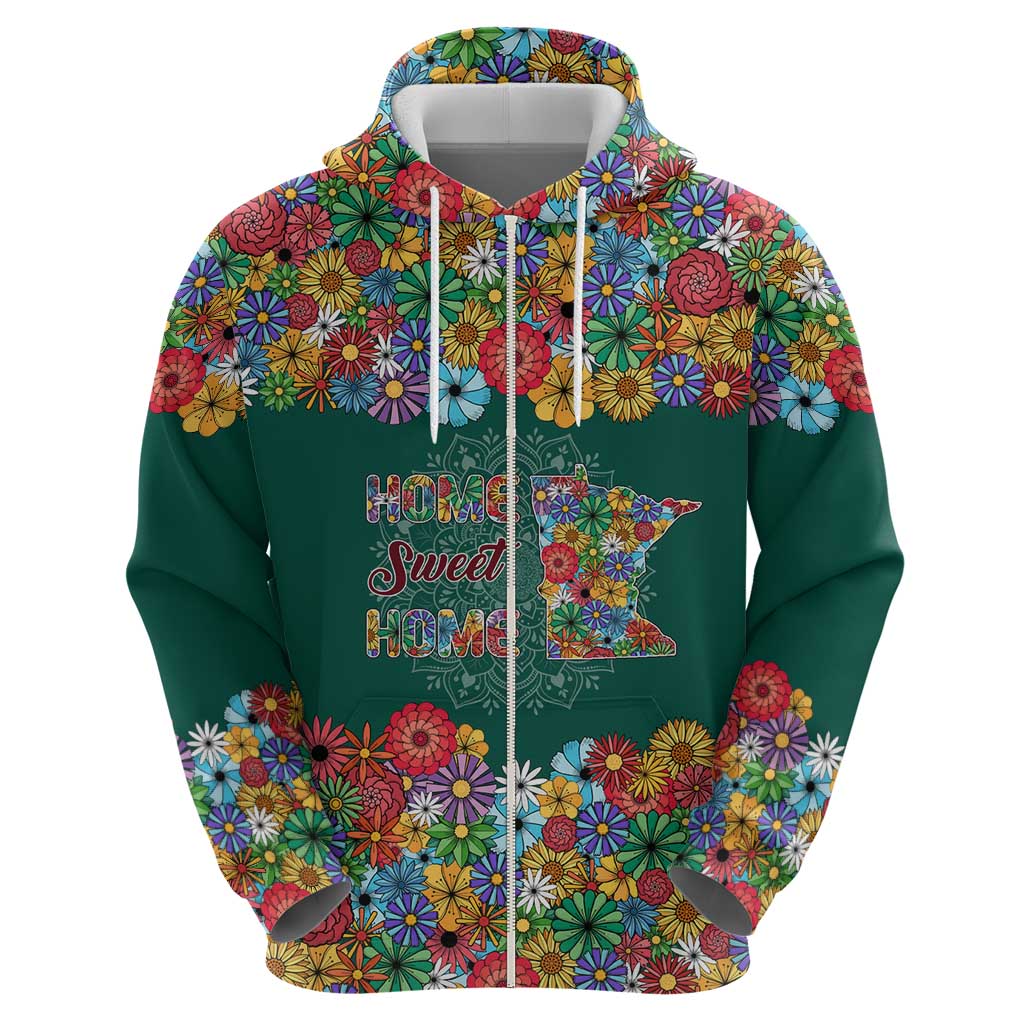 Home Sweet Home Minnesota Flower Xmas Christmas Zip Hoodie Xmas Holiday Patterns - Wonder Print Shop