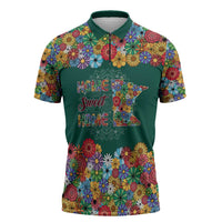 Home Sweet Home Minnesota Flower Xmas Christmas Zipper Polo Shirt Xmas Holiday Patterns - Wonder Print Shop