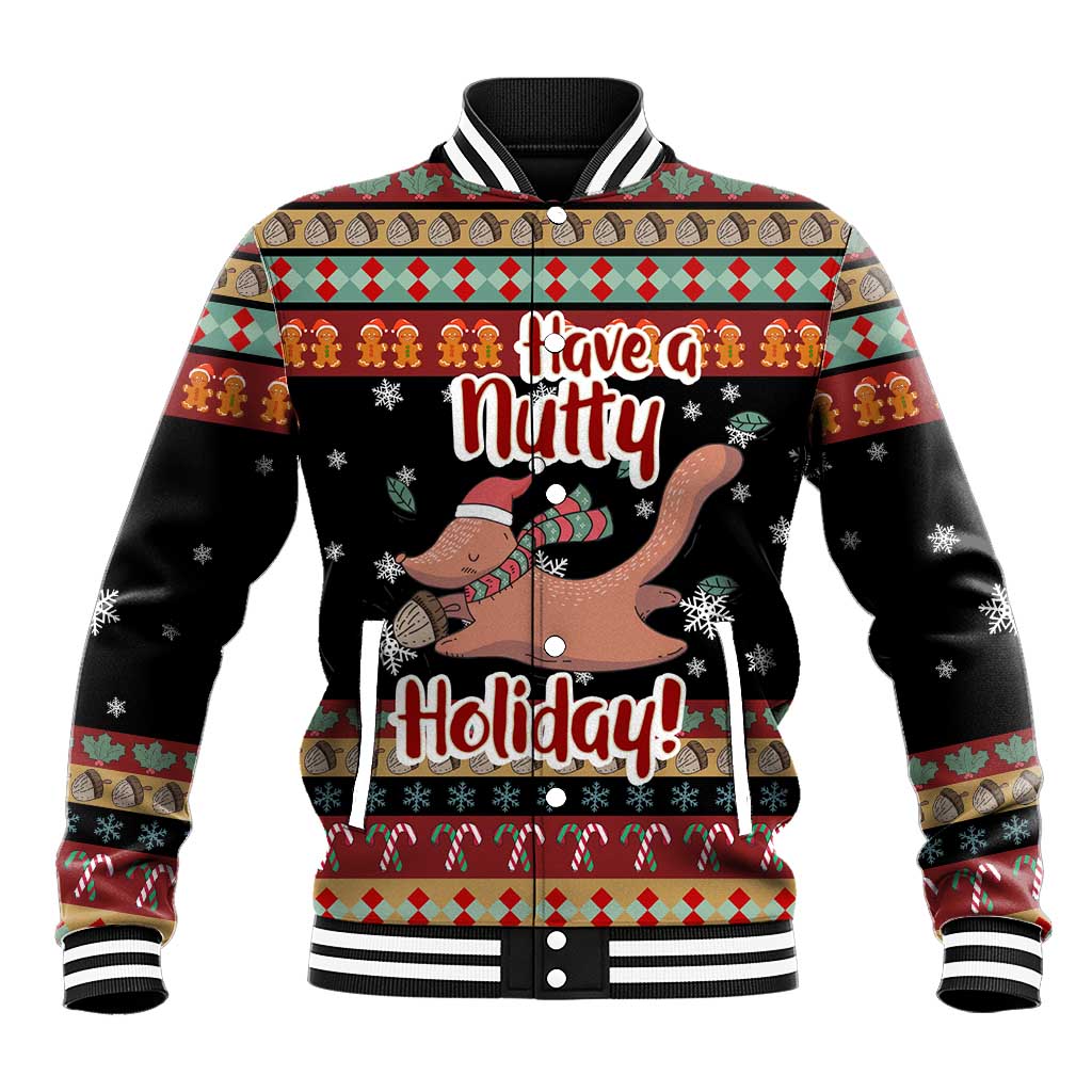 Have A Nutty Holiday Christmas Baseball Jacket Xmas Holiday Patterns - Wonder Print Shop