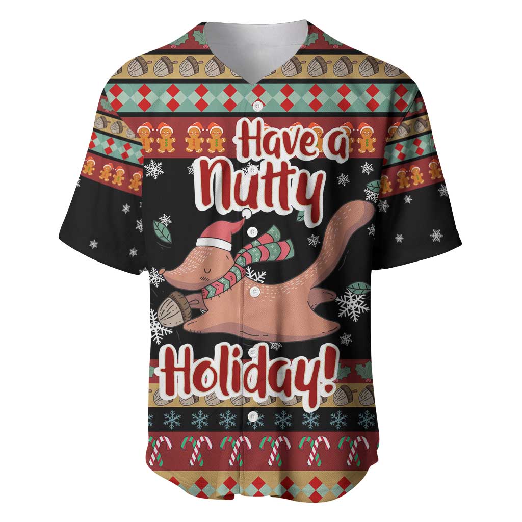 Have A Nutty Holiday Christmas Baseball Jersey Xmas Holiday Patterns - Wonder Print Shop