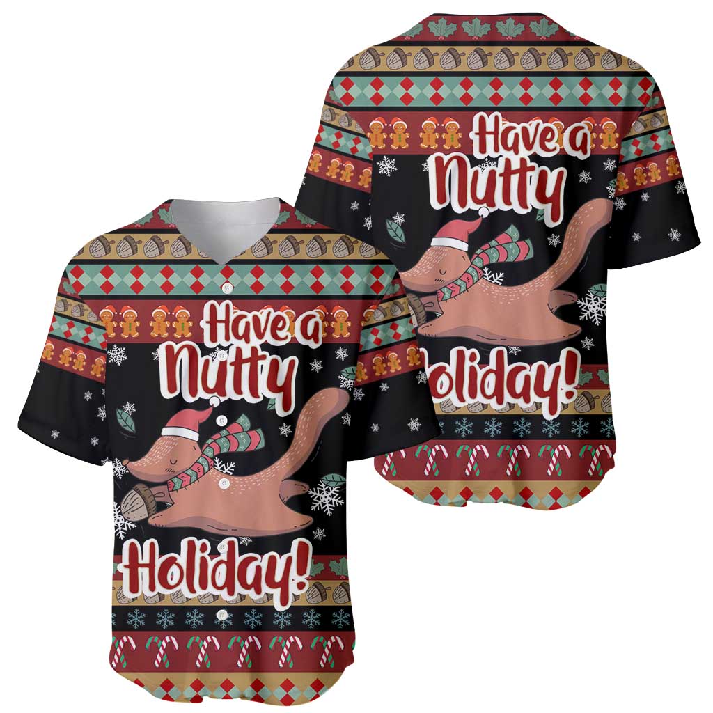 Have A Nutty Holiday Christmas Baseball Jersey Xmas Holiday Patterns - Wonder Print Shop