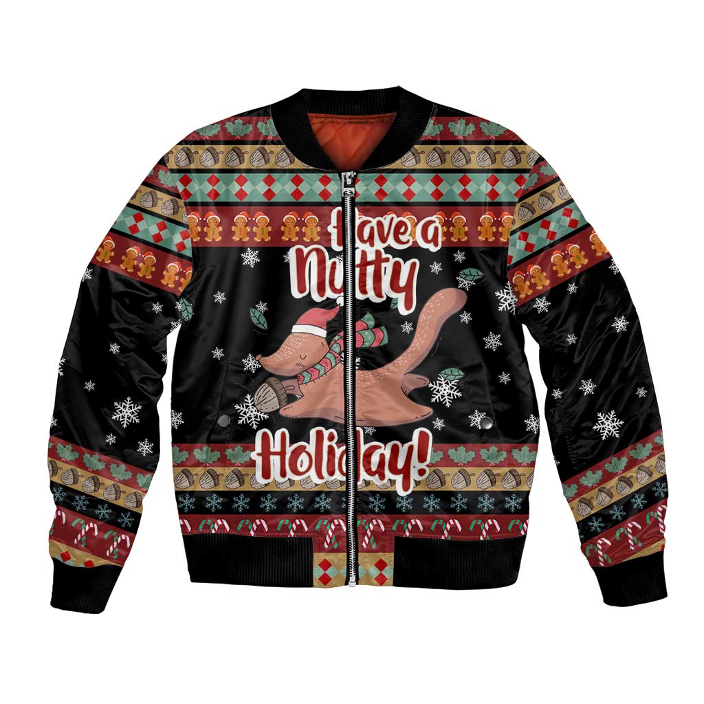 Have A Nutty Holiday Christmas Bomber Jacket Xmas Holiday Patterns - Wonder Print Shop
