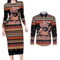 Have A Nutty Holiday Christmas Couples Matching Long Sleeve Bodycon Dress and Long Sleeve Button Shirt Xmas Holiday Patterns - undefined