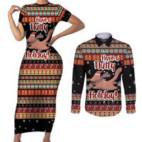 Have A Nutty Holiday Christmas Couples Matching Short Sleeve Bodycon Dress and Long Sleeve Button Shirt Xmas Holiday Patterns - Wonder Print Shop
