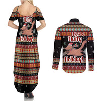 Have A Nutty Holiday Christmas Couples Matching Summer Maxi Dress and Long Sleeve Button Shirt Xmas Holiday Patterns - Wonder Print Shop