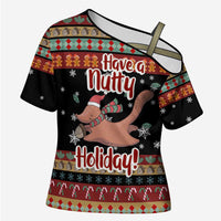 Have A Nutty Holiday Christmas Cross Shoulder Shirt Xmas Holiday Patterns - Wonder Print Shop