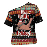 Have A Nutty Holiday Christmas Cross Shoulder Shirt Xmas Holiday Patterns - Wonder Print Shop