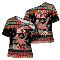 Have A Nutty Holiday Christmas Cross Shoulder Shirt Xmas Holiday Patterns - Wonder Print Shop