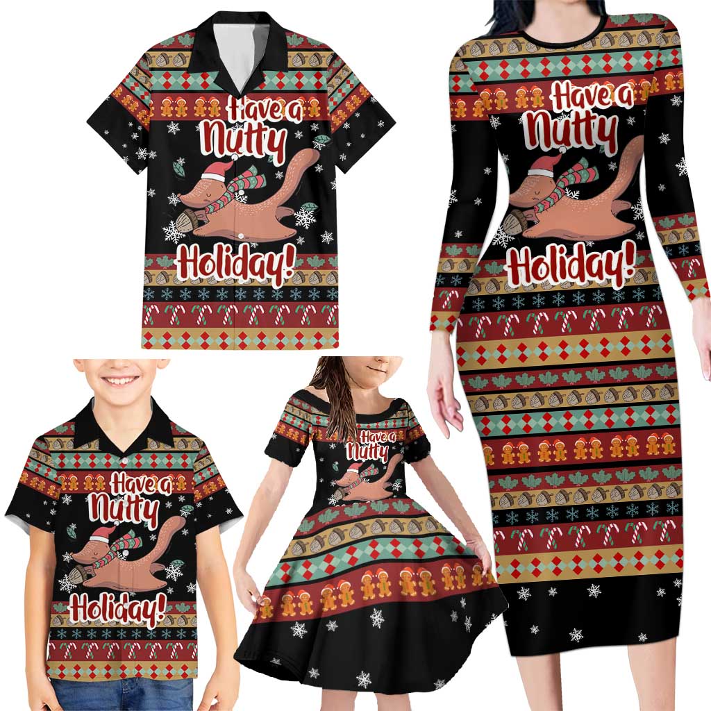 Have A Nutty Holiday Christmas Family Matching Long Sleeve Bodycon Dress and Hawaiian Shirt Xmas Holiday Patterns - Wonder Print Shop