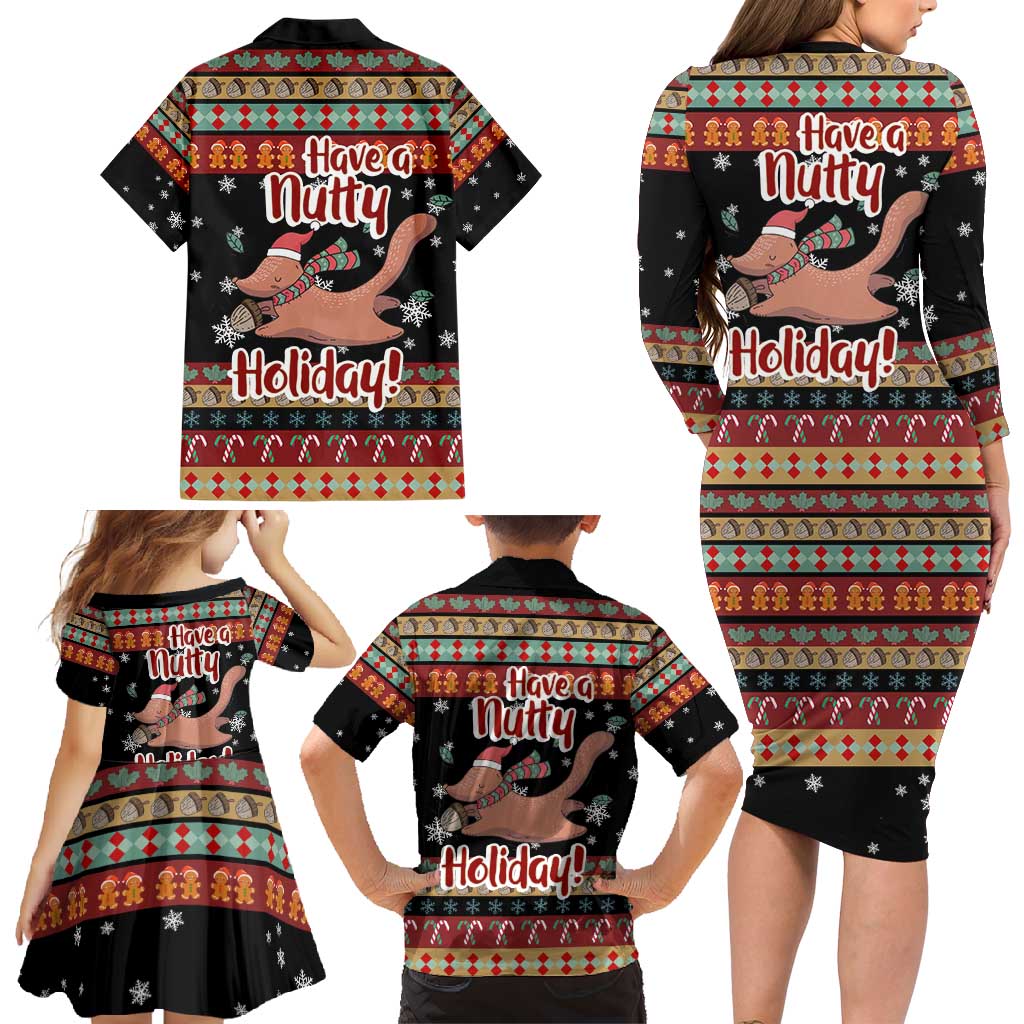 Have A Nutty Holiday Christmas Family Matching Long Sleeve Bodycon Dress and Hawaiian Shirt Xmas Holiday Patterns - Wonder Print Shop