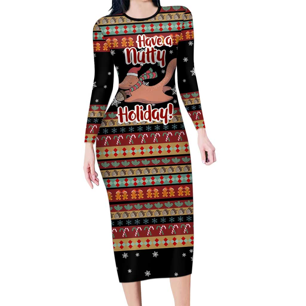 Have A Nutty Holiday Christmas Family Matching Long Sleeve Bodycon Dress and Hawaiian Shirt Xmas Holiday Patterns - Wonder Print Shop