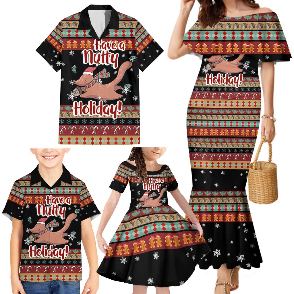 Have A Nutty Holiday Christmas Family Matching Mermaid Dress and Hawaiian Shirt Xmas Holiday Patterns - Wonder Print Shop