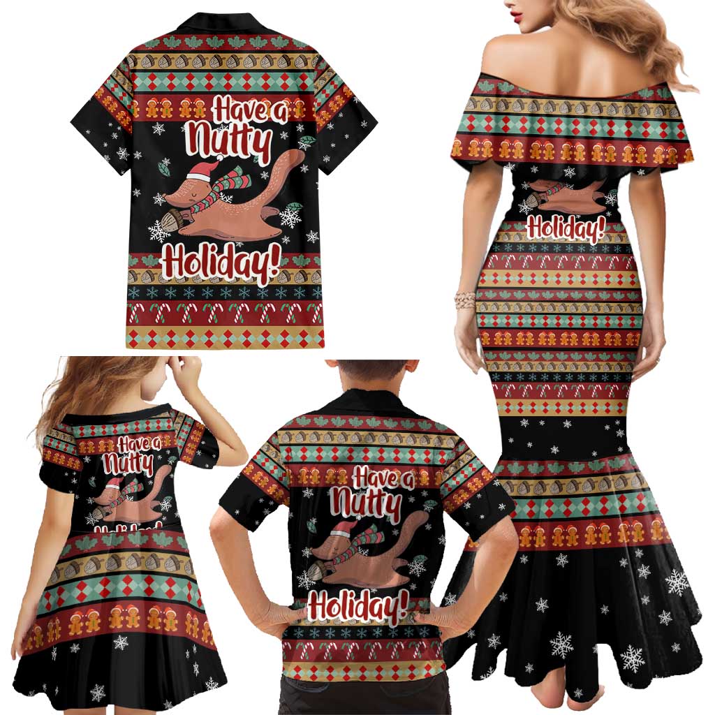 Have A Nutty Holiday Christmas Family Matching Mermaid Dress and Hawaiian Shirt Xmas Holiday Patterns - Wonder Print Shop