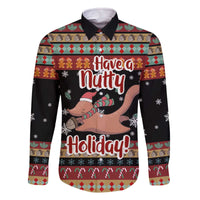 Have A Nutty Holiday Christmas Family Matching Off The Shoulder Long Sleeve Dress and Hawaiian Shirt Xmas Holiday Patterns - Wonder Print Shop