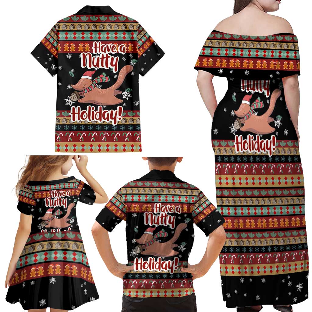 Have A Nutty Holiday Christmas Family Matching Off Shoulder Maxi Dress and Hawaiian Shirt Xmas Holiday Patterns - Wonder Print Shop