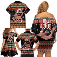 Have A Nutty Holiday Christmas Family Matching Off Shoulder Short Dress and Hawaiian Shirt Xmas Holiday Patterns - Wonder Print Shop