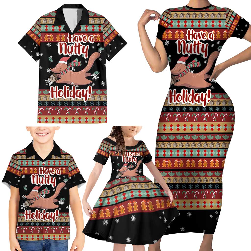 Have A Nutty Holiday Christmas Family Matching Short Sleeve Bodycon Dress and Hawaiian Shirt Xmas Holiday Patterns - Wonder Print Shop