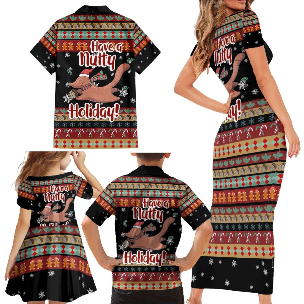 Have A Nutty Holiday Christmas Family Matching Short Sleeve Bodycon Dress and Hawaiian Shirt Xmas Holiday Patterns - Wonder Print Shop