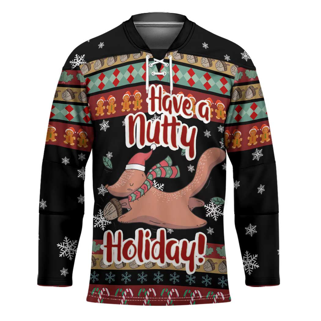 Have A Nutty Holiday Christmas Hockey Jersey Xmas Holiday Patterns - Wonder Print Shop