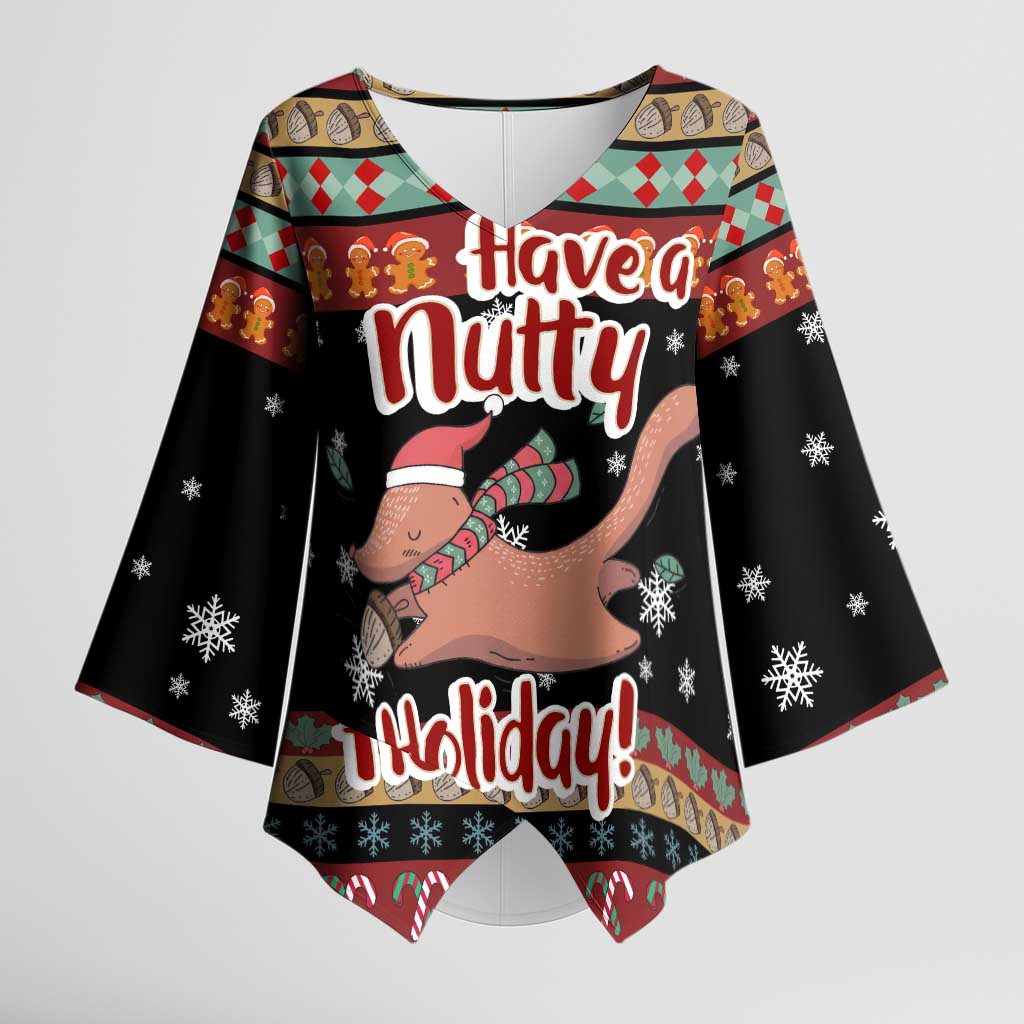 Have A Nutty Holiday Christmas Kimono Sleeve Blouse Xmas Holiday Patterns - Wonder Print Shop