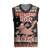 Have A Nutty Holiday Christmas Knitted V-Neck Vest Xmas Holiday Patterns - Wonder Print Shop
